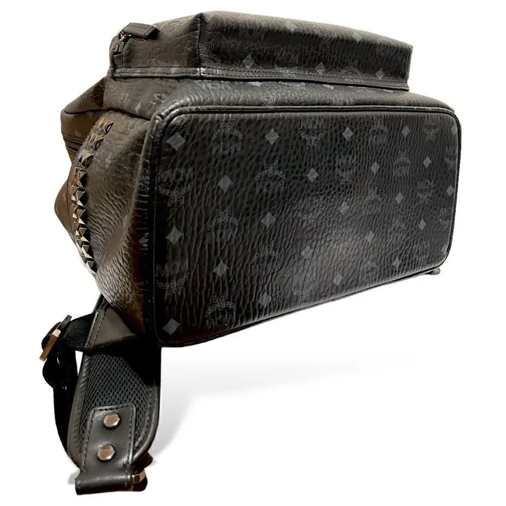 MCM Blk/Gry Monogram Stark Side Studs Backpack in Visetos |Size: 42.5cm|